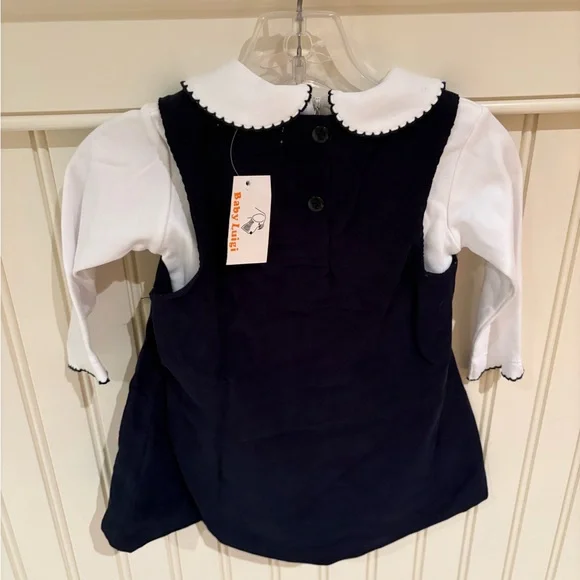 2-piece Navy and White Kids Dress with Pink Whale